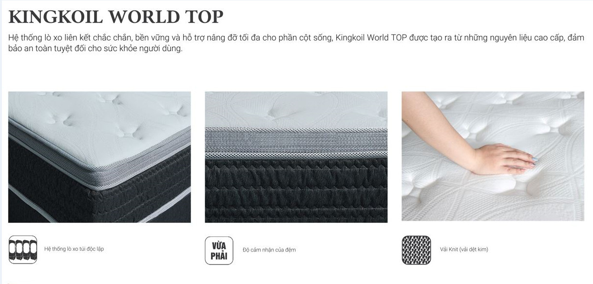 Nệm lò xo King Koil World Top Nệm lò xo King Koil World Top