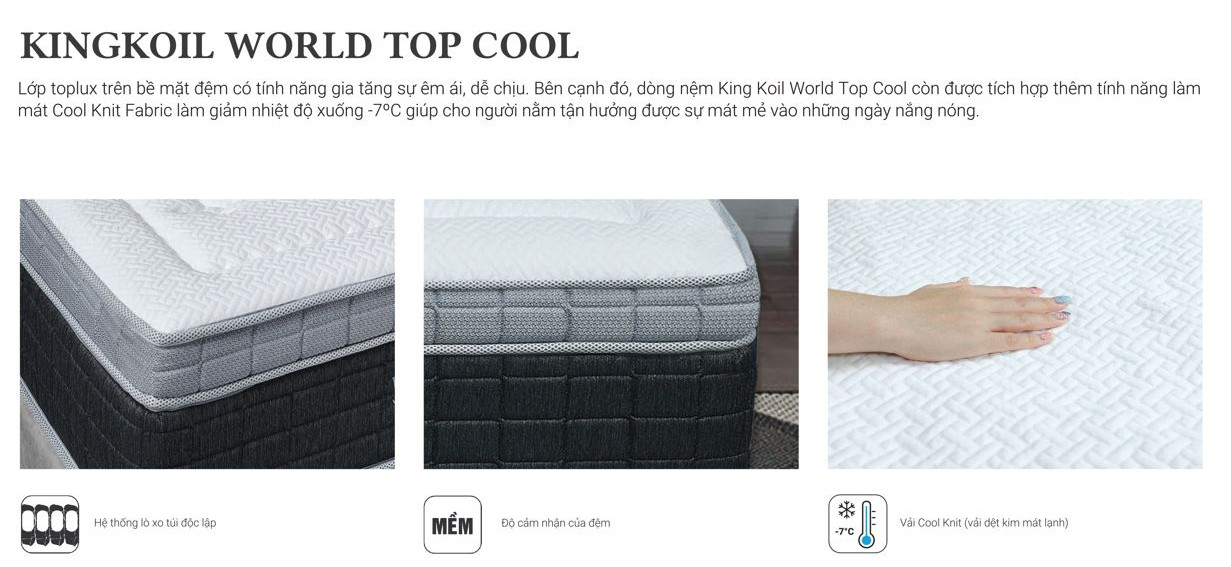 Nệm lò xo King Koil World Top Cool Nệm lò xo King Koil World Top Cool